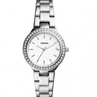Fossil Blane Crystals White Dial Silver Tone Women's